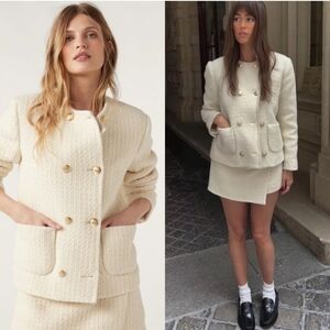 New Ba&sh Joe Tweed Ecru Jacket NWT XS